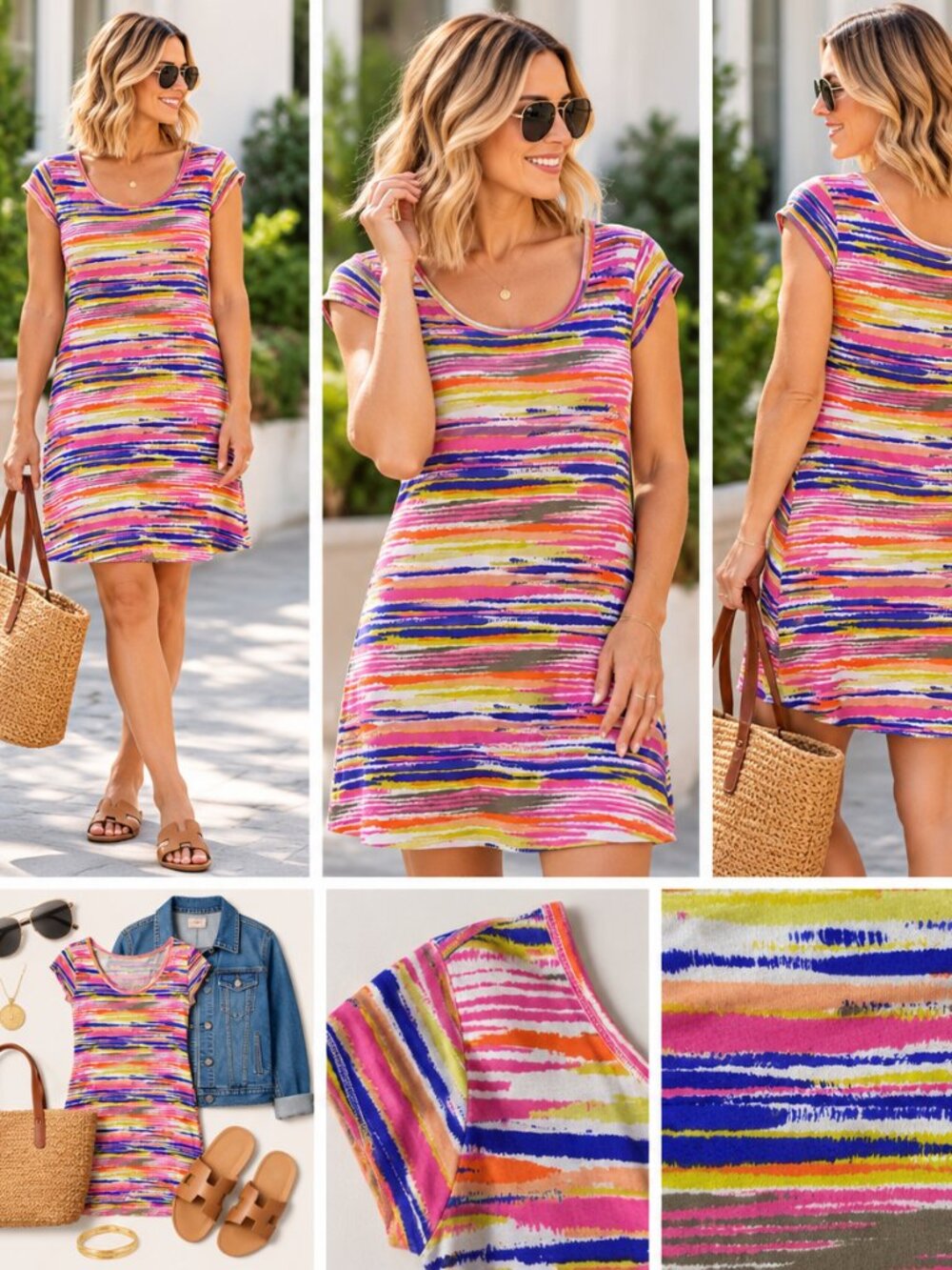 🌈 Tee Shop Multicolor Striped Summer Dress-size M